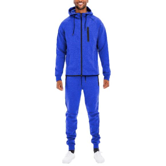 So Lovrie Other - Men's 2Pcs Solid Color Track Jacket and Joggers Pants Set in Royal Blue